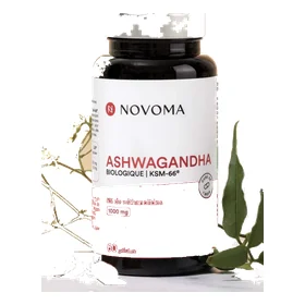 Novoma Ashwagandha Bio KSM-66, extrait titré à 5 % en withanolides, 60 gélules