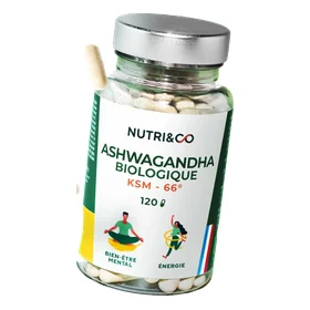Nutri&Co Ashwagandha Bio KSM-66, extrait titré à 5 % en withanolides, 60 gélules