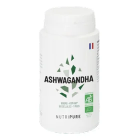 Nutripure Ashwagandha KSM-66 Bio, extrait titré à 5 % en withanolides, 60 gélules
